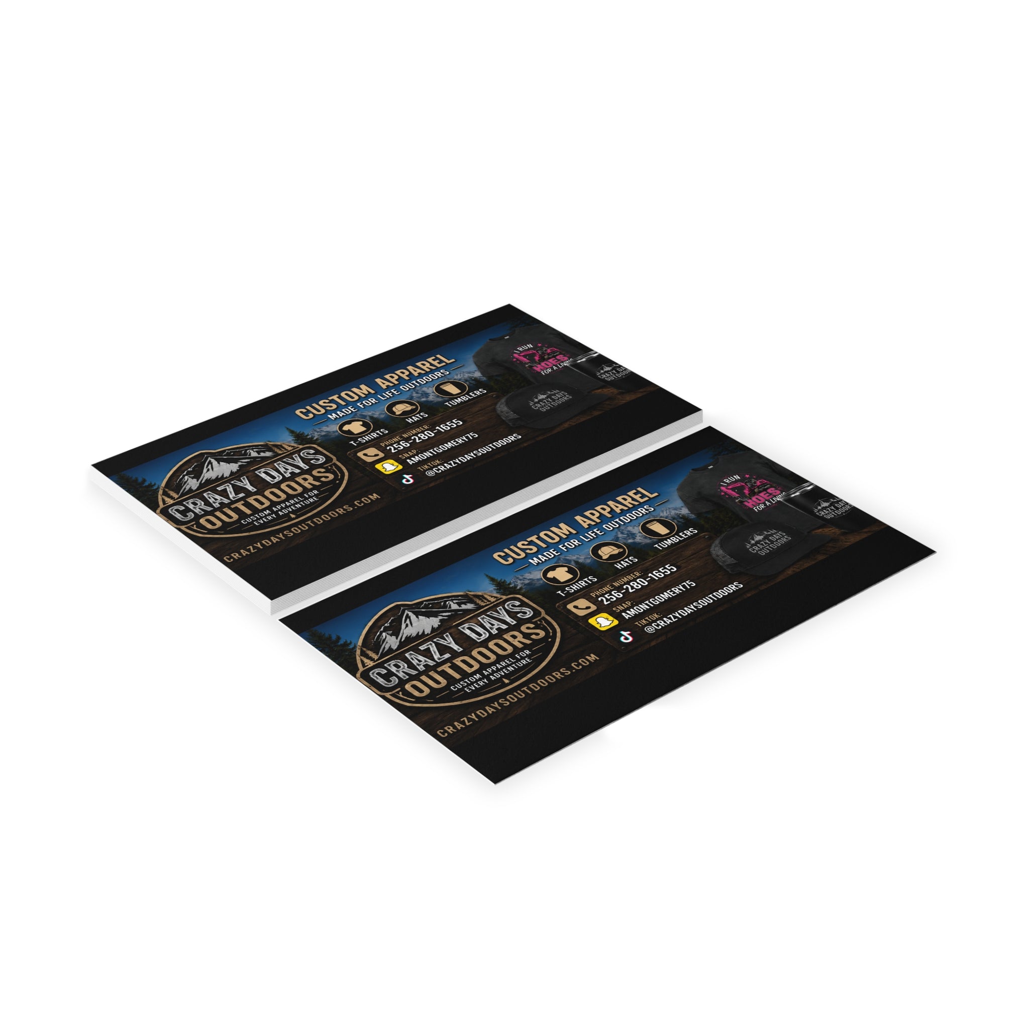 Custom Business Cards | Crazy Days Outdoors | 4 Finishes, Up to 200 pcs