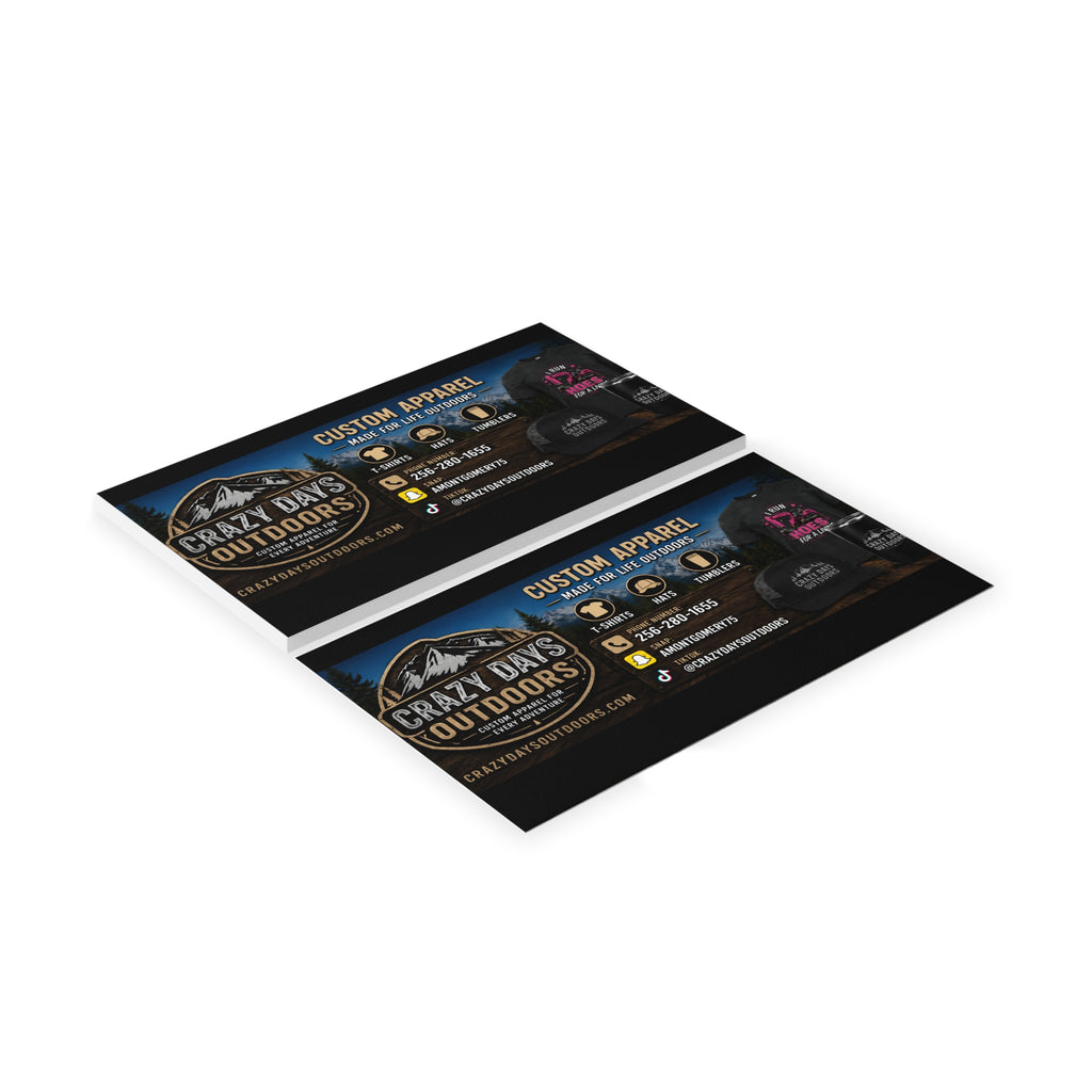 Custom Business Cards | Crazy Days Outdoors | 4 Finishes, Up to 200 pcs