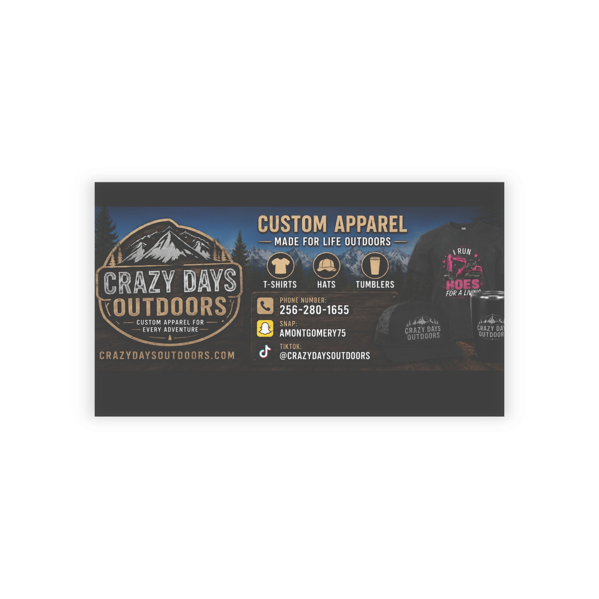 Custom Business Cards | Crazy Days Outdoors | 4 Finishes, Up to 200 pcs