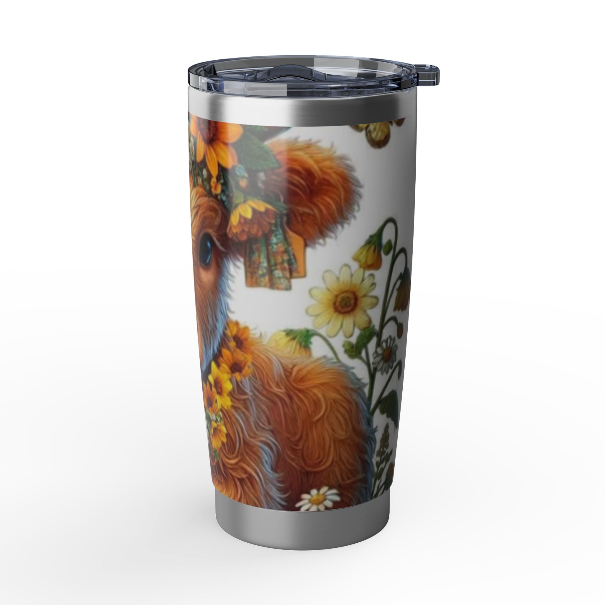 Cow Floral 20oz Tumbler — Sunflower Highland Cow Travel Mug by Printify